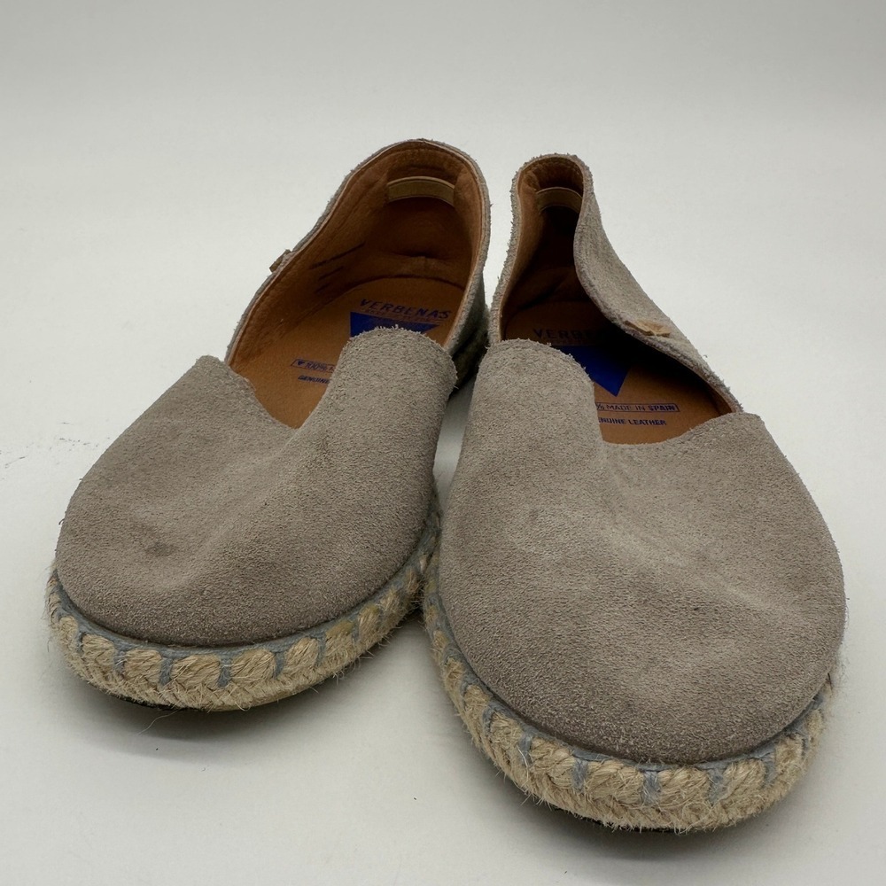 Verbenas Carmen Shoes Flat Womens 9 39 Gray Suede Leather Espadrilles Slip On